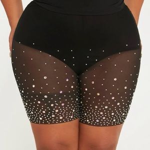 Rhinestone biker shorts